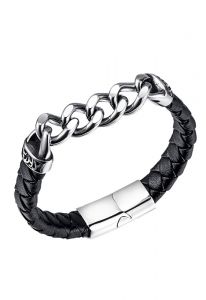 Bracelet porte-cendre en cuir tressé noir