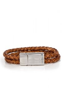Bracelet double porte-cendre en cuir tressé l SOLDES