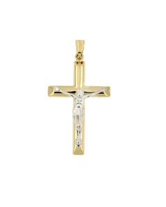 Pendentif mémoire en 14 carat or bicolore 'La croix du Christ'