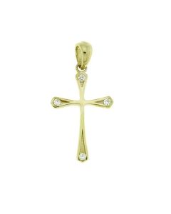 Pendentif mémoire en 14 carat or 'Croix' avec zirconium pierre