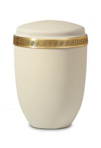Urne Funéraire en Métal blanc avec bandeau Grec