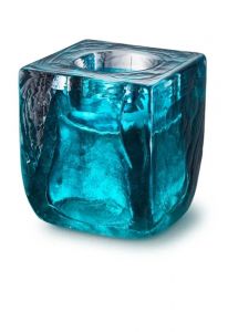 Mini-urne en verre avec bougie 'Cubos' Tiffany bleu