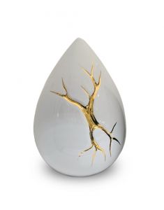 Petite urne funéraire larme 'Kintsugi' blanc