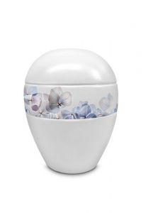 Petite urne funéraire en porcelaine 'Fleur bleue'
