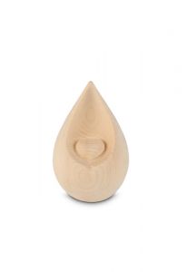 Mini-urne pour cendres larme et cœur en bois de pin naturel