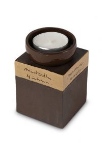 Mini urne funéraire en forme de bougeoire | marron