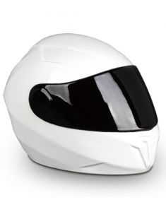 Urne funéraire casque moto blanc