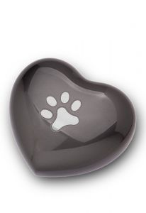 Urne animal en laiton 'Coeur' gris avec patte
