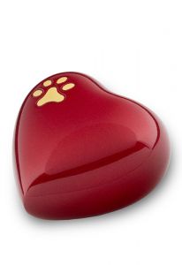 Urne animal en laiton 'Coeur' rouge avec patte