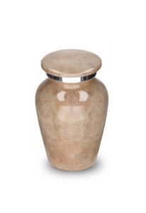 Petite urne cinéraire 'Elegance' aspect pierre naturelle beige