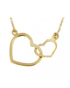 Collier symbole 'Deux Coeurs un Amour' en 14 carats or jaune