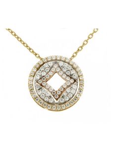 Collier symbole 'Cercles' en 14 carats or jaune-, blanc et rose avec zirconium