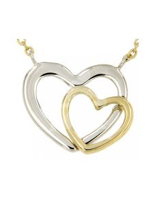 Collier symbole 'Deux cœurs' en 14 carats or bicolore