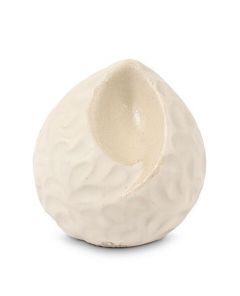 Mini urne pour cendres en céramique en forme de goutte 'Ohm' – blanc