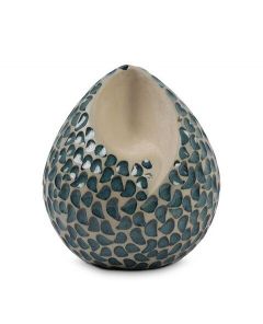 Mini urne funéraire en céramique en forme de goutte 'Ohm' – vert-bleu