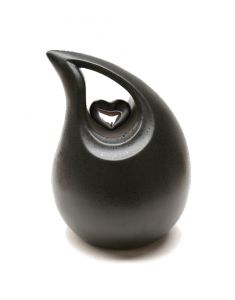 Urne Funéraire en Céramique Noir 'Larme'  (Avec coeur cendrier amovible)
