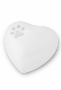 Urne animal en laiton 'Coeur' blanc avec patte