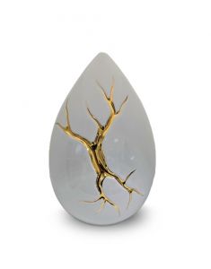 Urne funéraire larme 'Kintsugi' blanc