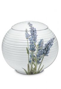 Urne Funéraire en porcelaine blanche 'Sphère avec Lavendre'