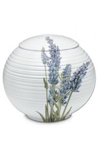 Urne Funéraire en porcelaine blanche 'Sphère avec Lavendre'