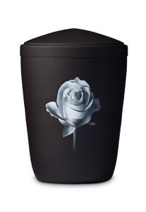 Urne Funéraire en métal noir avec rose