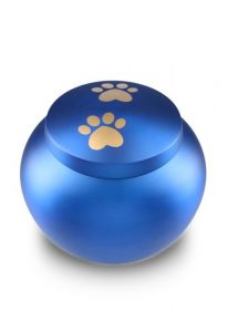 Urne funéraire pour animal bleu mat avec 2 empreintes dorées, différentes tailles