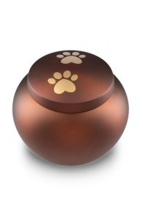 Urne funéraire pour animal brun mat avec 2 empreintes dorées, différentes tailles