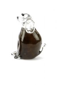 Mini-urne en verre cristal 'Chien' brun