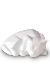 Urne-chat 'Chat dormant' en blanc