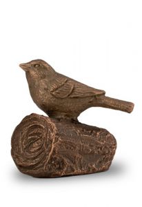 Petite Urne Cendres en Céramique bronze 'Oiseau sur la branche de vie'