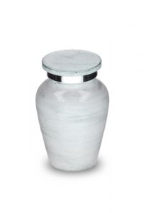 Petite urne cinéraire 'Elegance' aspect pierre naturelle blanc-gris