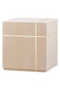 Urne funéraire 'Cubo' en bois de tilleul avec croix d'or l SOLDES