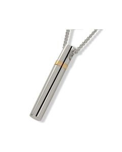 Bijou Pendentif Funéraire (Argent 925) pour cendres 'Tube avec fermeture en Or'