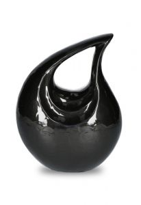 Urne cinéraire en aluminium 'Larme' noir brillant