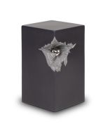 Urne en céramique avec petit cœur argenté, noir gris mat