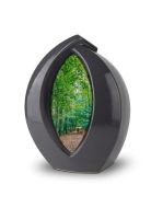 Urne funéraire en céramique « Forever Framed » gris foncé, personnalisable avec image