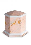 Urne funéraire en porcelaine 'Esagono' | Motif marbre rose