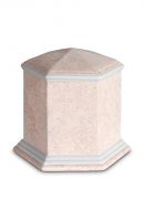 Urne funéraire en porcelaine 'Esagono' | Relief corail rose
