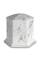 Urne funéraire en porcelaine 'Esagono' | Marbre de Carrare avec veines dorées