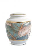 Mini-urne en porcelaine 'Classica' | Feuilles colorées avec bordures dorées