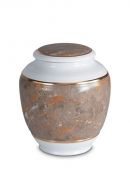 Mini-urne en porcelaine 'Classica' | Motif marbre brun avec bordures dorées