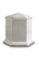 Mini-urne en porcelaine 'Esagono' | Trèfles à quatre feuilles avec double bordure platine