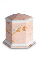 Mini urne pour cendres en porcelaine 'Esagono' | Motif marbre rose