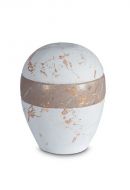 Mini urne pour cendres en porcelaine 'Planet' - Motif marbre blanc et brun