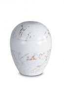 Mini urne pour cendres en porcelaine 'Planet' - Marbre de Carrare avec veines dorées