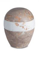 Urne pour cendres en porcelaine 'Planet' - Motif marbre brun et blanc