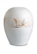 Urne pour cendres en porcelaine 'Planet' - Bande avec lignes feuillagées brunes
