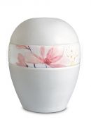 Urne pour cendres en porcelaine 'Planet' - Bande avec fleurs roses