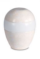 Urne pour cendres en porcelaine 'Planet' - Motif floral beige en relief