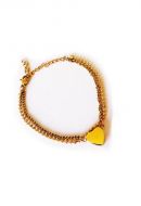 Bracelet cinéraire avec cœur en acier inoxydable doré - à remplir soi-même